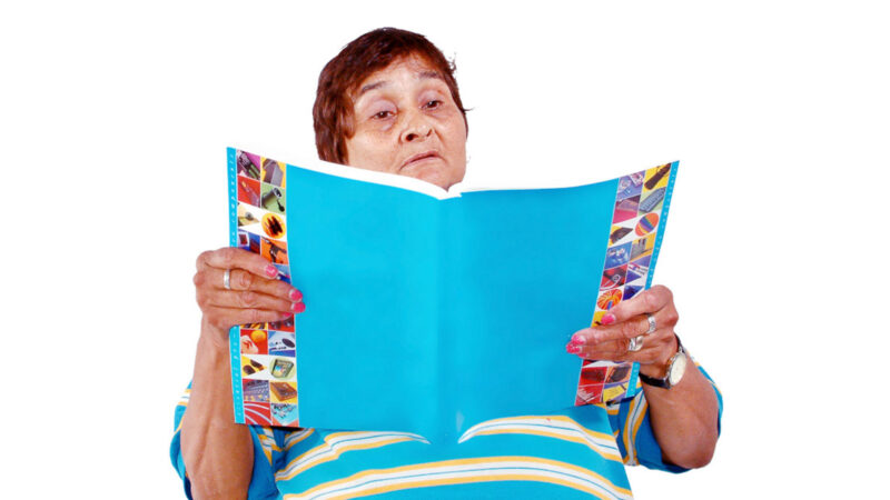 Woman Reading A Blue Book